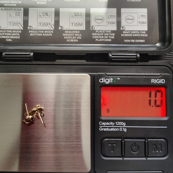 14K Gold Nugget Pierced Earrings - Picture 8 of 8